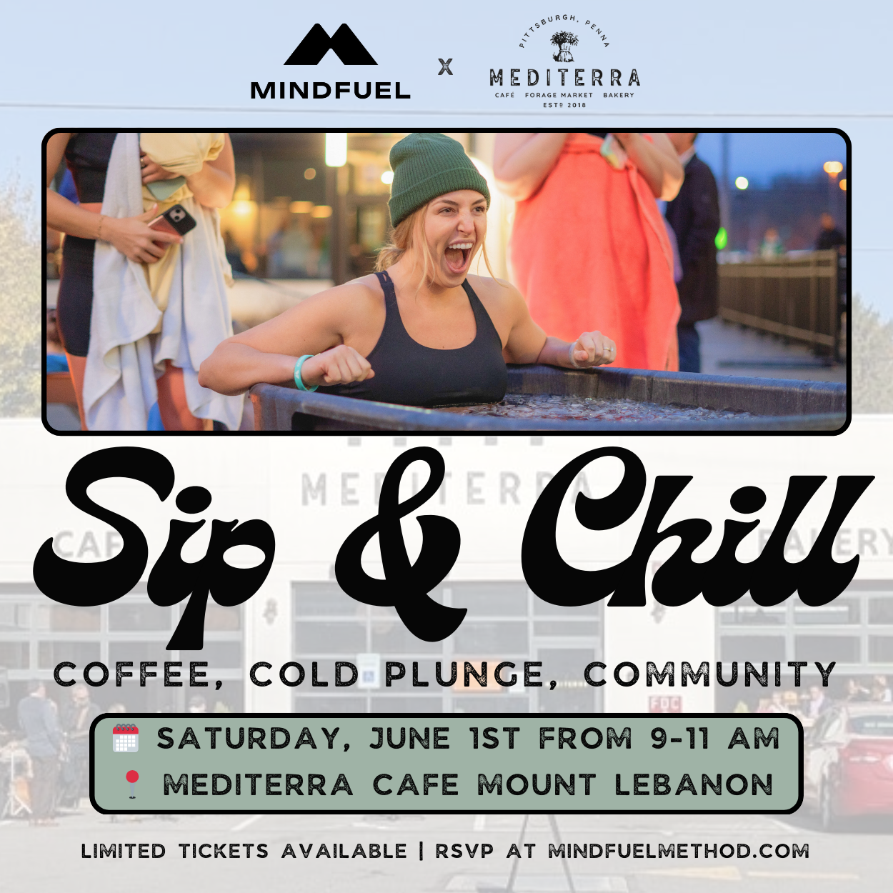 Sip & Chill: Coffee, Cold Plunge, Community Social Wellness Event in Pittsburgh, PA in collaboration with Mediterra Cafe Mount Lebanon
