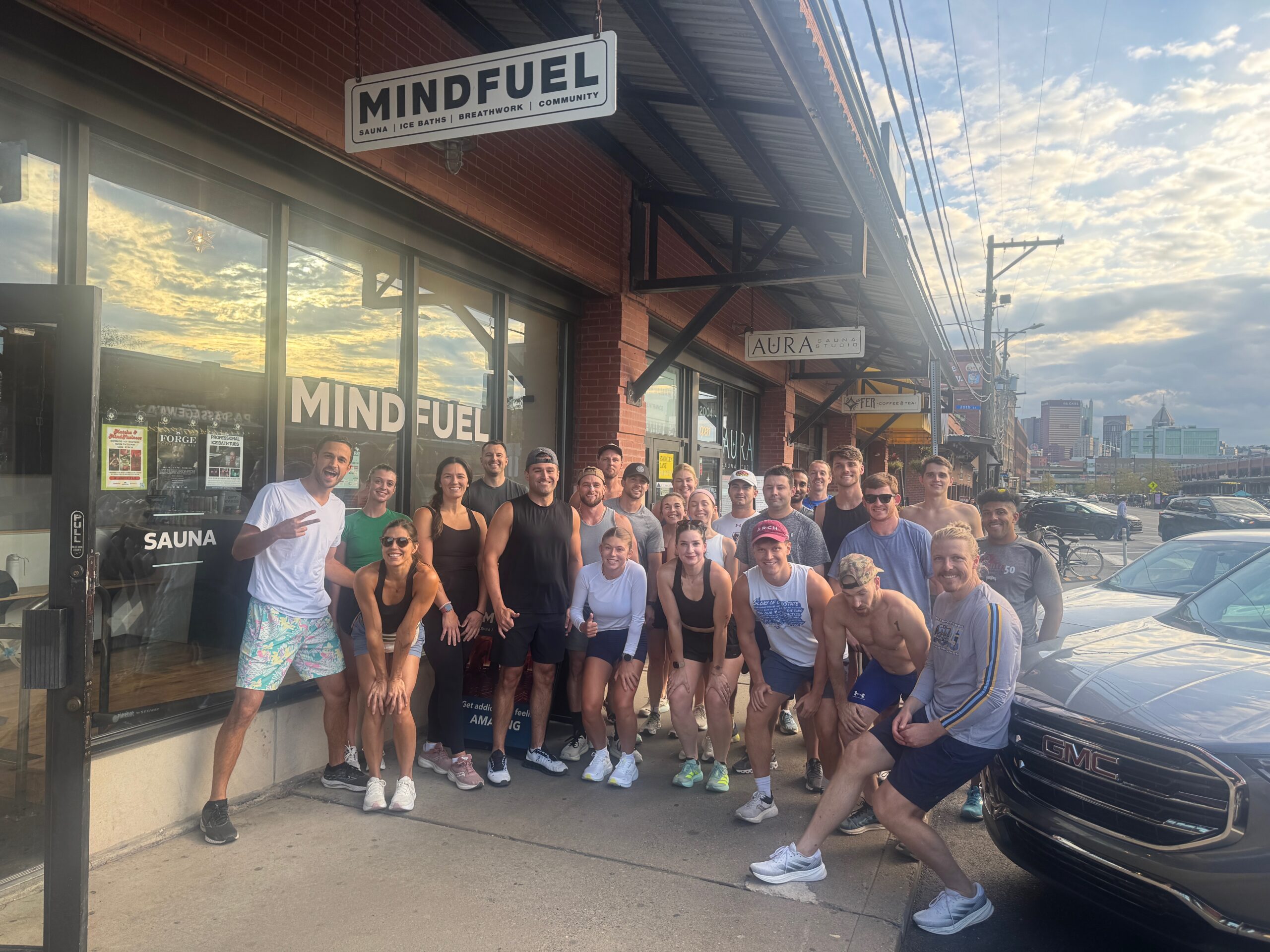 MindFuel Run Club group in Pittsburgh Strip District